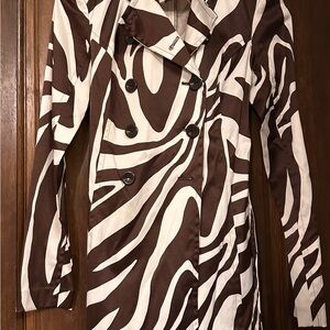 Iz Byer Brown and White Pea Coat